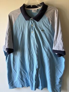 Lactoste Men’s polo light blue and grey colorblock shirt size 8